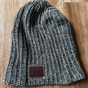 Love Your Melon Beanie Navy Blue Tan Gold‎